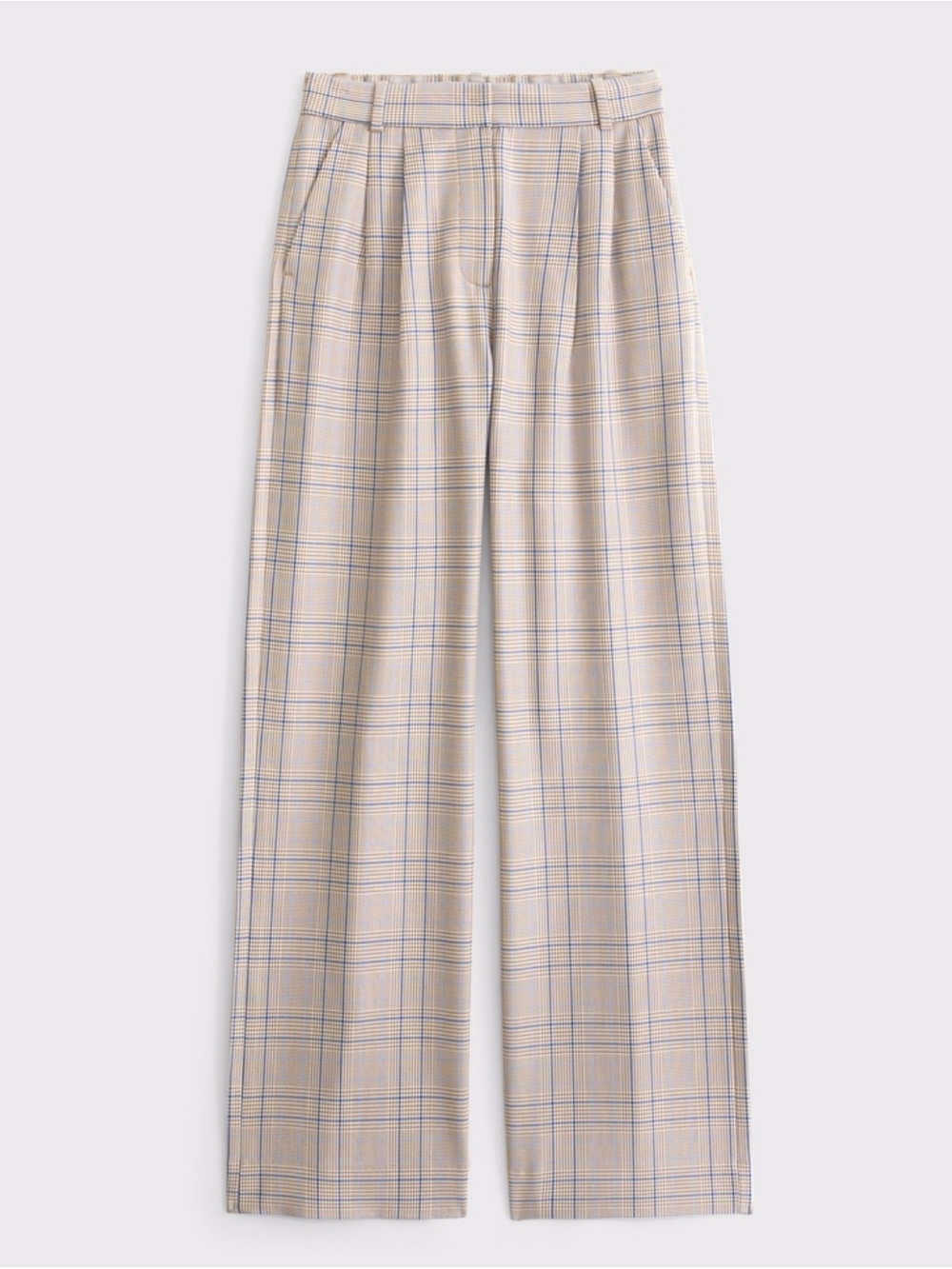 Abercrombie & Fitch Plaid Tailored Pants in Beige and Blue (30 Long)